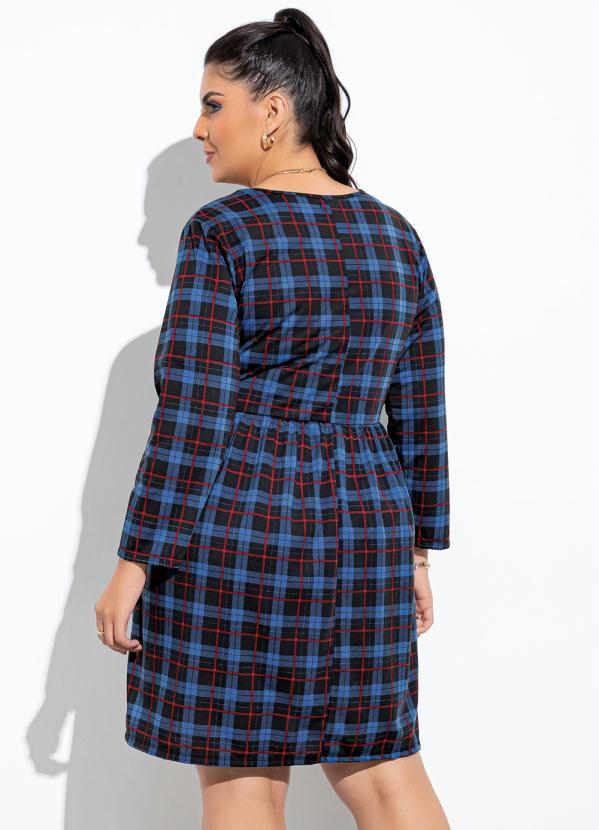 Marguerite - Vestido Xadrez com Mangas 3/4 2