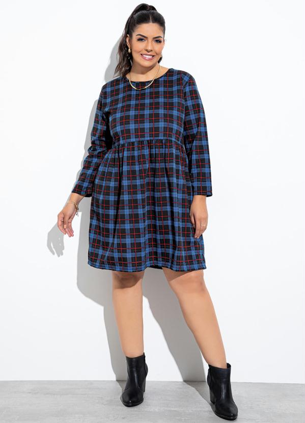 Marguerite - Vestido Xadrez com Mangas 3/4 3