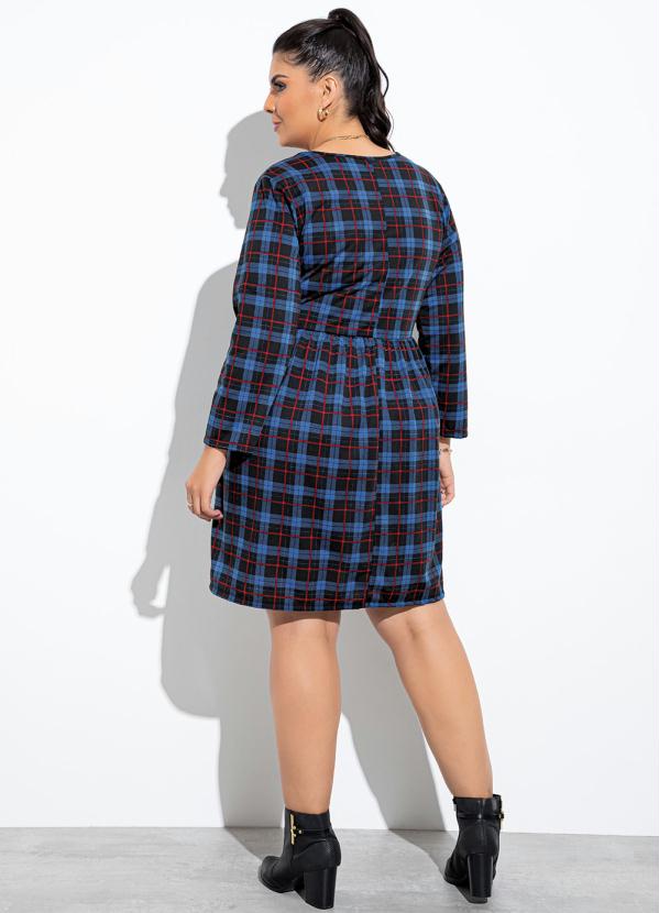 Marguerite - Vestido Xadrez com Mangas 3/4 4