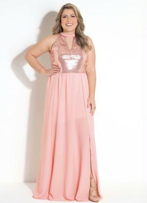 vestido de festa rose longo plus size