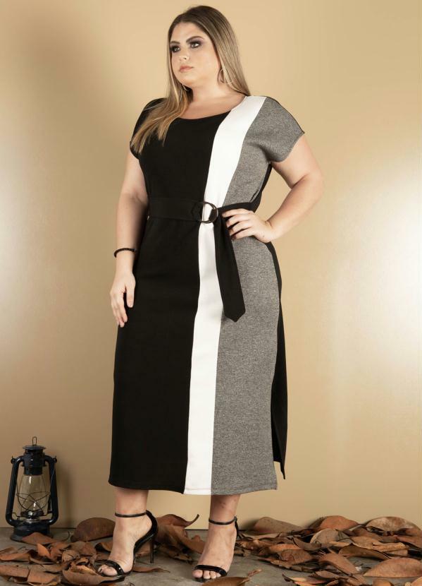 Donna Peck - Vestido com Recorte Donna Peck Preto