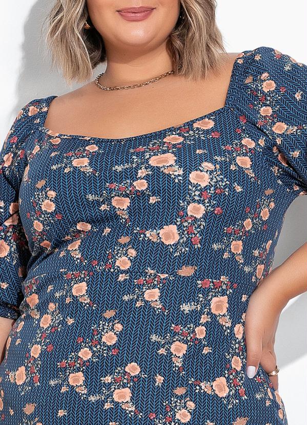 Marguerite - Vestido Geométrico com Mangas Bufantes Plus Size 2