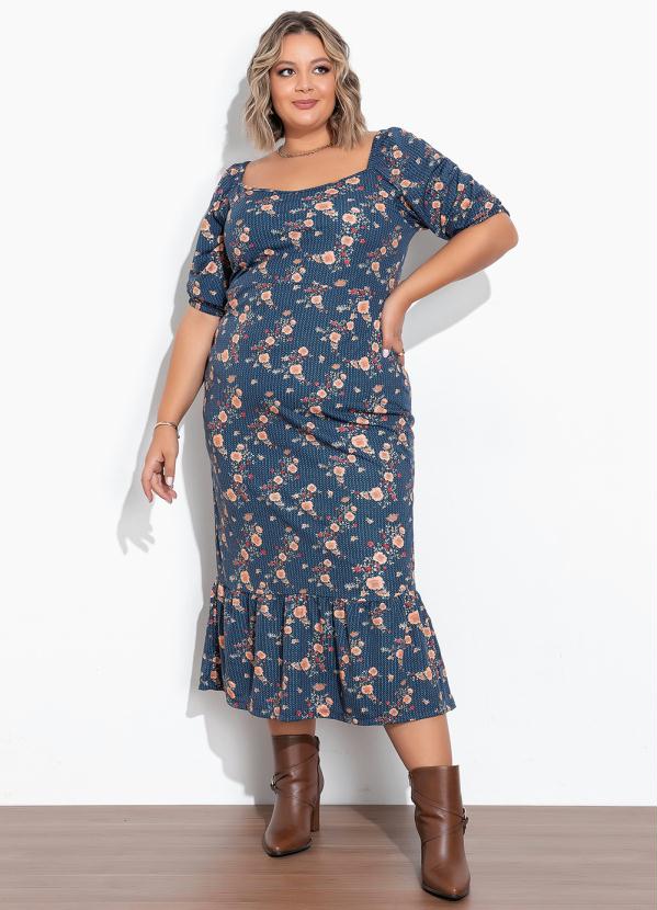 Marguerite - Vestido Geométrico com Mangas Bufantes Plus Size 3