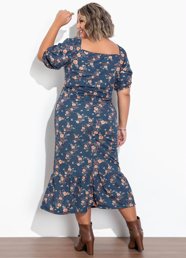 Marguerite - Vestido Geométrico com Mangas Bufantes Plus Size 4
