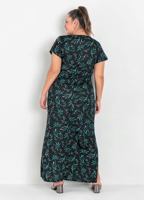 Marguerite - Vestido Longo Folhagem com Fendas Plus Size 2