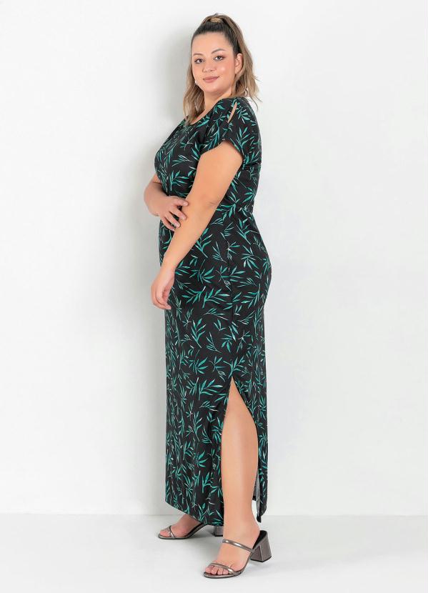 Marguerite - Vestido Longo Folhagem com Fendas Plus Size 3