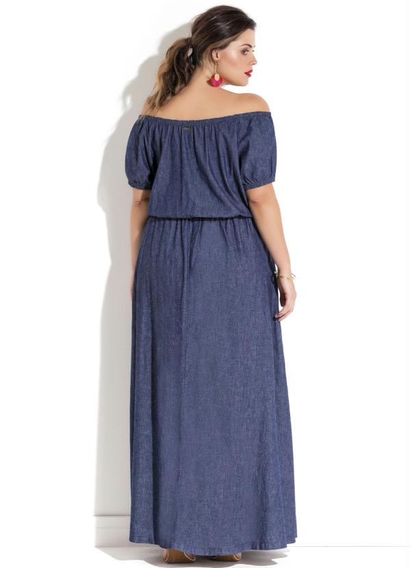 vestido jeans plus size longo