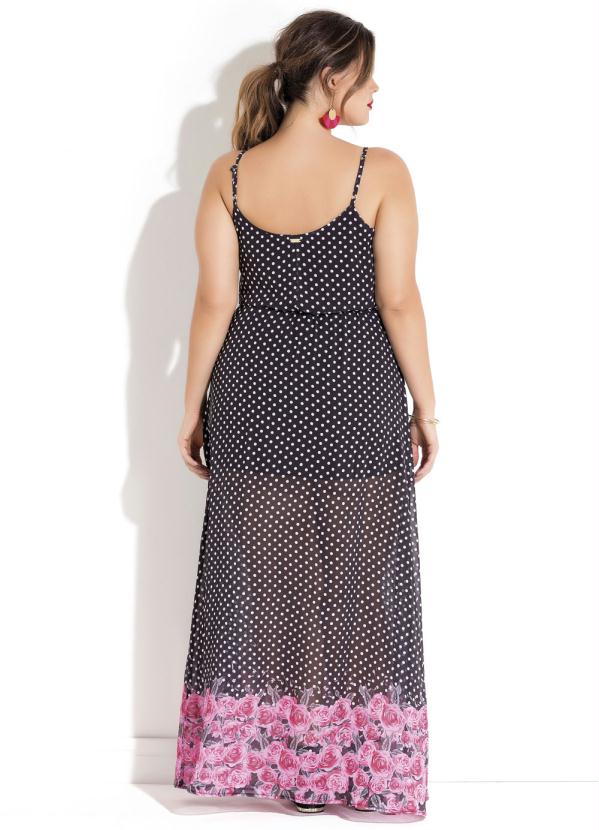 Quintess - Vestido Longo Poá e Floral Plus Size Quintess 2