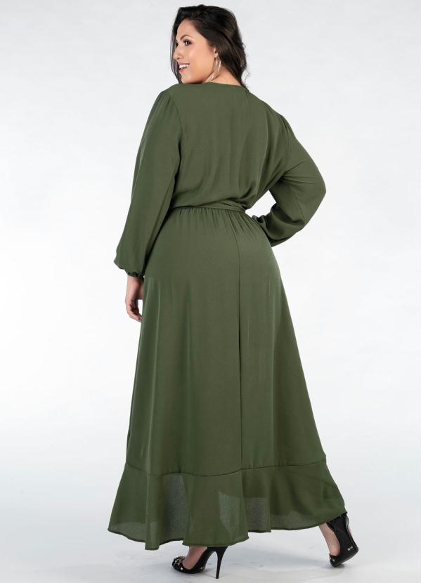 Mink - Vestido Plus Size Verde com Babados 2