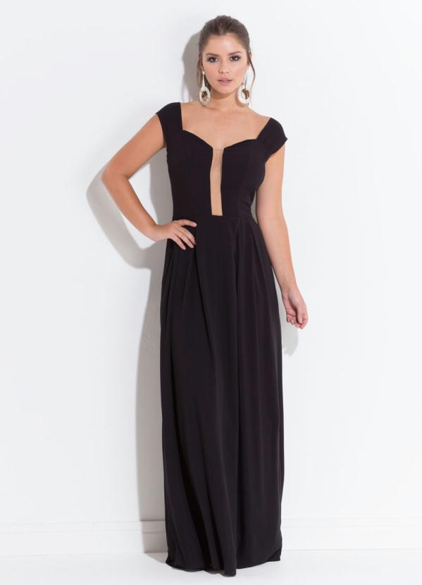 Quintess - Vestido Quintess Preto com Decote Profundo 2