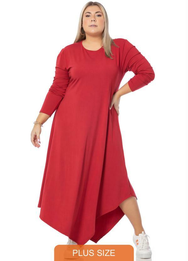 Miss Masy Plus - Vestido Feminino Plus Size Raissa Vermelho