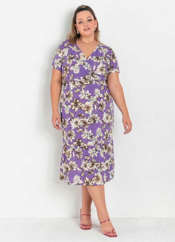 Vestido Floral Com Recortes Franzidos Plus Size Marguerite