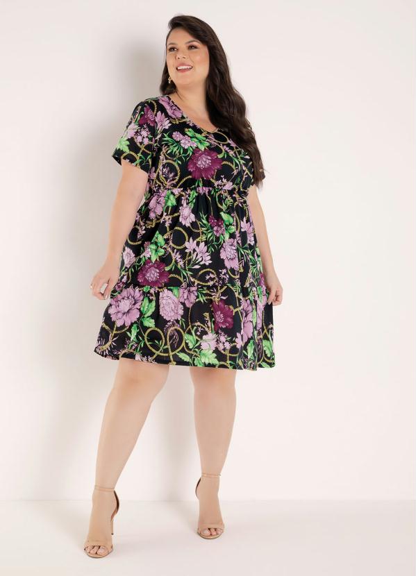 Vestido plus size preto com flores - Roupas - Vila Continental, São Paulo  1290355560