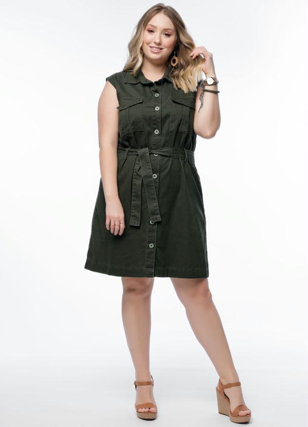 vestido jeans verde militar