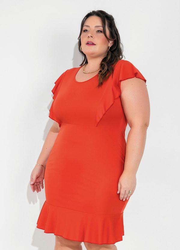 Vestido Laranja Com Babados Plus Size Marguerite