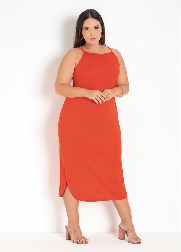 Vestido laranja 2024 plus size