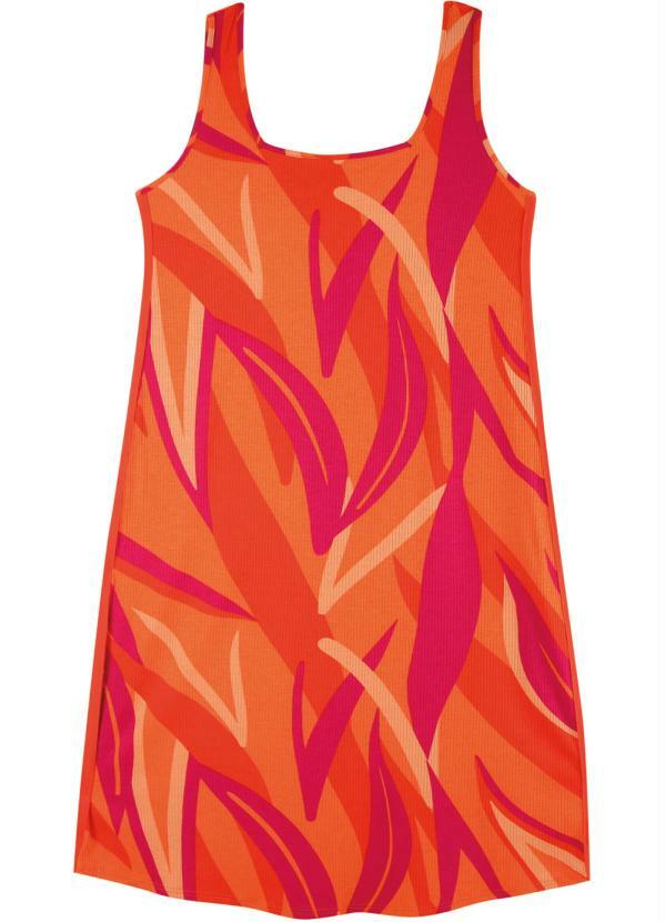 Malwee Plus - Vestido Laranja Feminino Canelado de Viscose 3