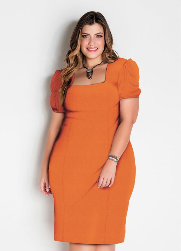 Vestido laranja 2024 plus size