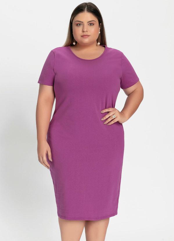 Vestido Midi Roxo Com Fenda Nas Costas Plus Size Marguerite