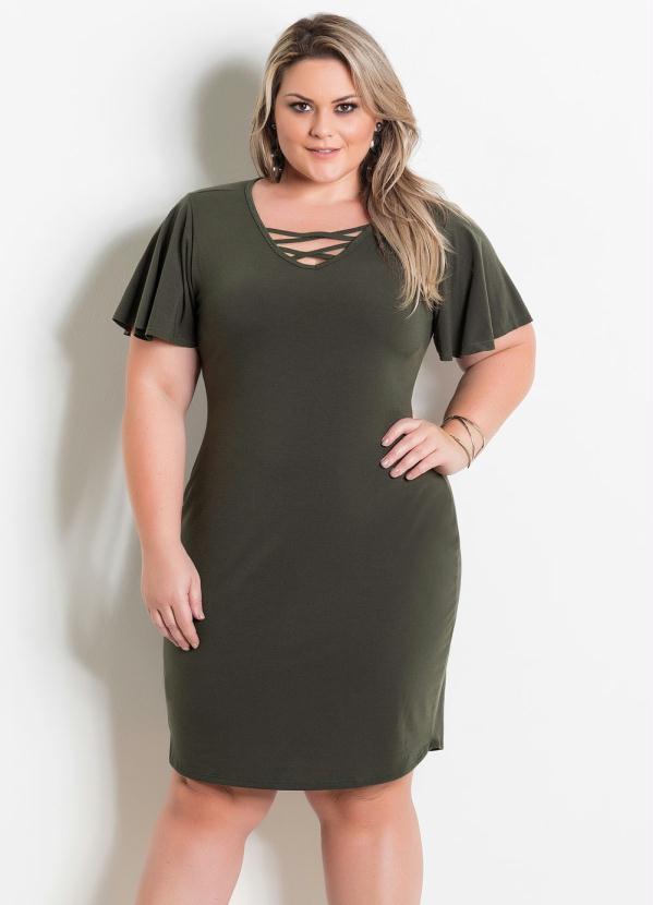 vestido verde militar midi