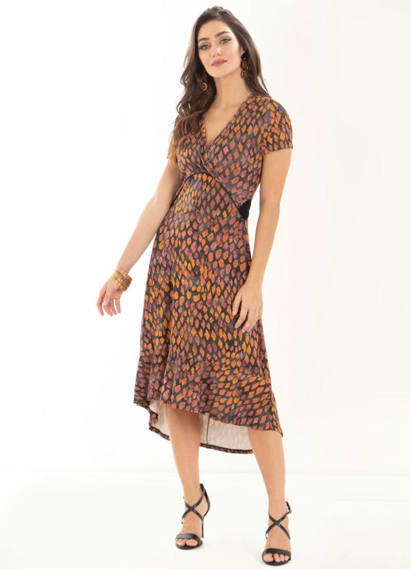 Quintess - Vestido Quintess Animal Print com Barra Mullet