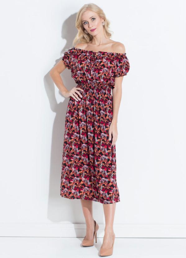 Quintess - Vestido Quintess Floral Dark Ciganinha