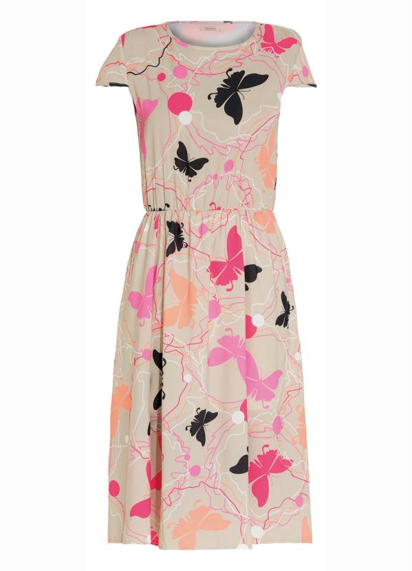 Quintess - Vestido Quintess Midi Borboletas Bege 5