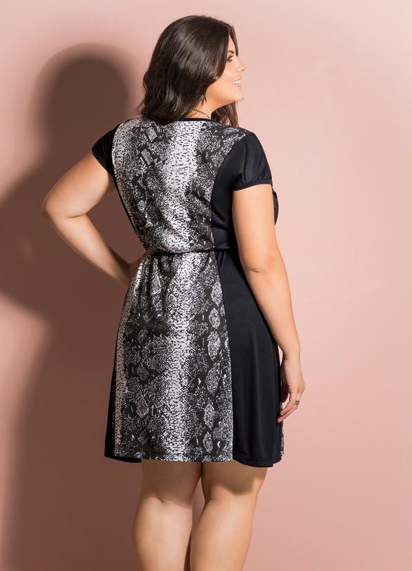 Marguerite - Vestido Curto Preto e Animal Print Plus Size 2