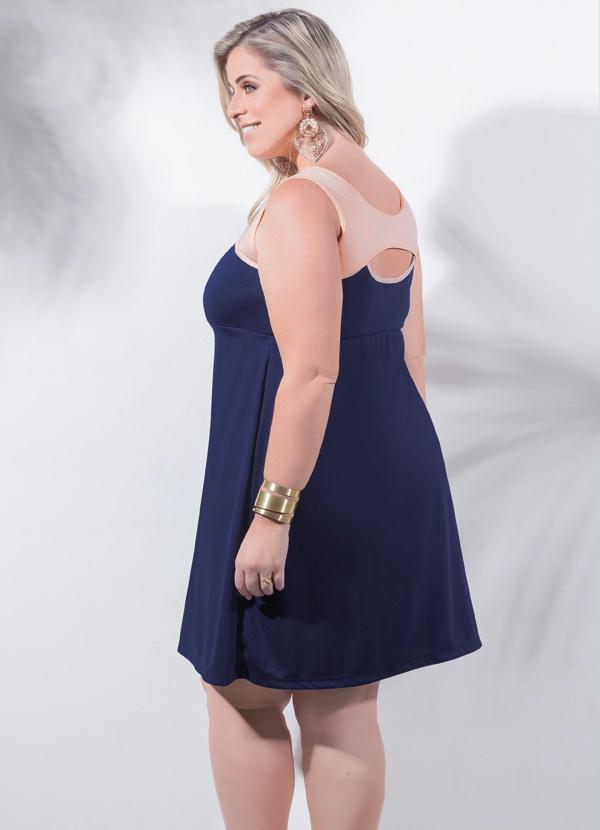 Marguerite - Vestido Detalhe Vazado Marinho Plus Size 2
