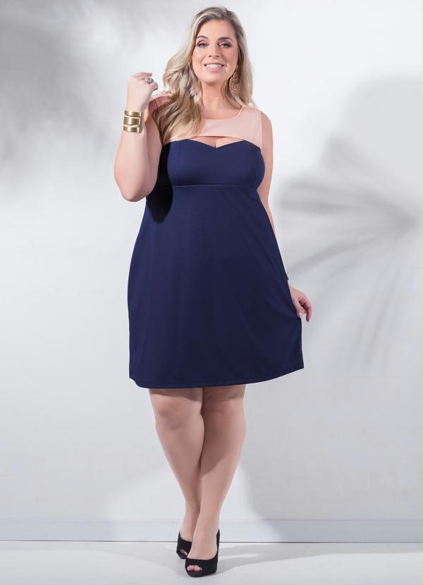 Marguerite - Vestido Detalhe Vazado Marinho Plus Size 3