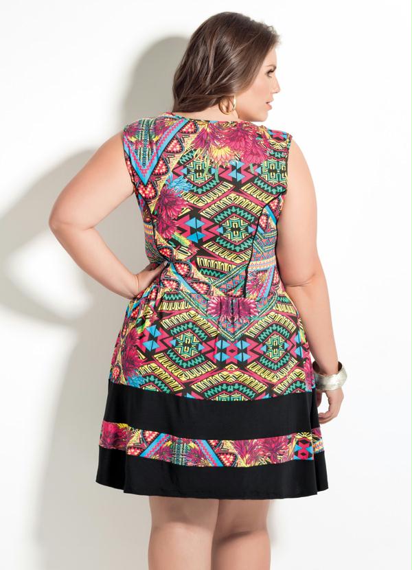 Quintess - Vestido Étnico Quintess sem Mangas Plus Size 2