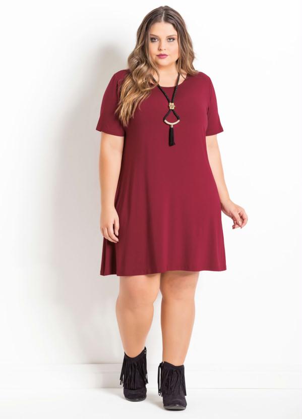 Quintess - Vestido Evasê Bordô Quintess Tira nas Costas 3