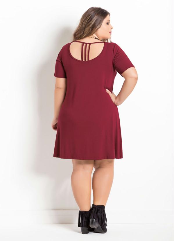 Quintess - Vestido Evasê Bordô Quintess Tira nas Costas 4