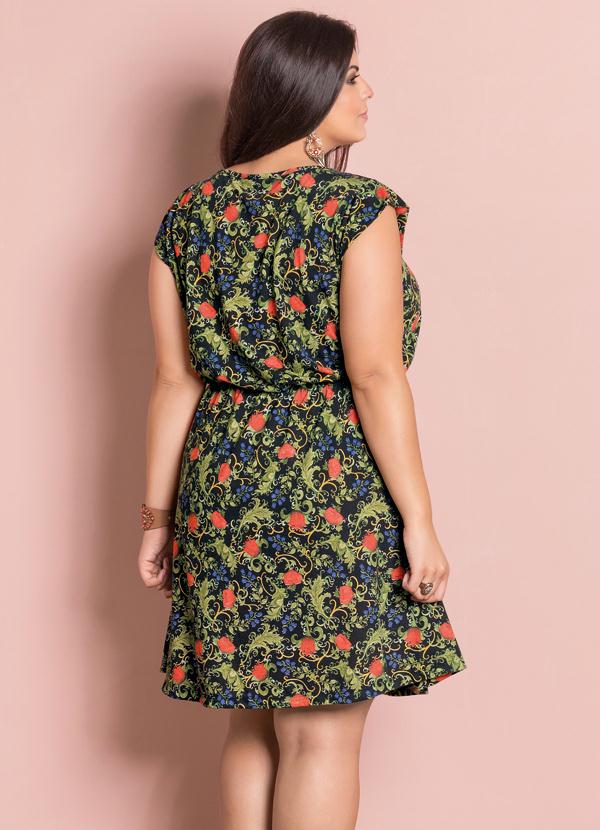 Marguerite - Vestido Manga Copinho Floral Plus Size 2