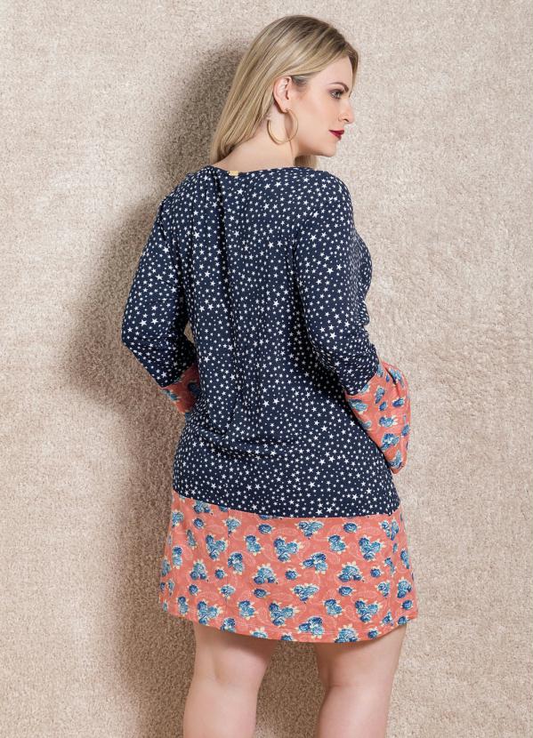 Quintess - Vestido Manga Sino Quintess Estrela e Floral 2