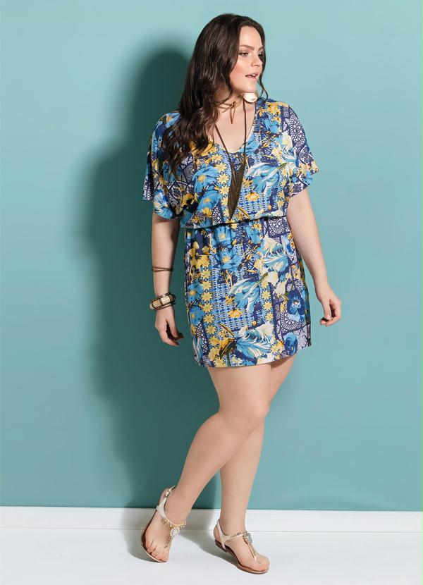 Quintess - Vestido Quintess Floral Acinturado Plus Size 3