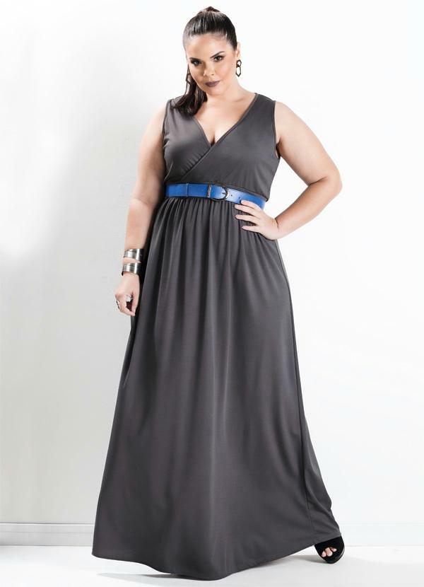 vestido cinza plus size