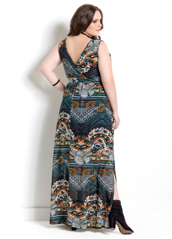 Quintess - Vestido Longo Quintess Étnico Plus Size 2