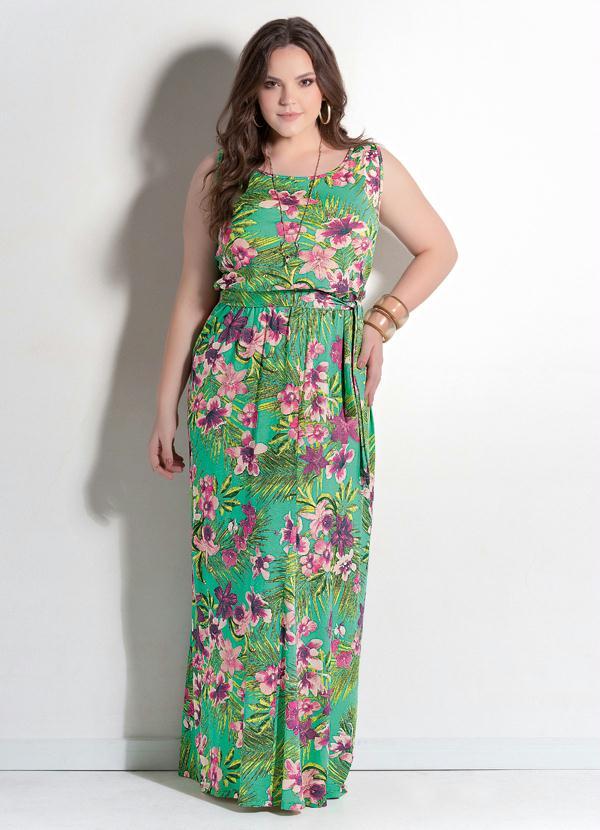 vestido de viscose longo plus size