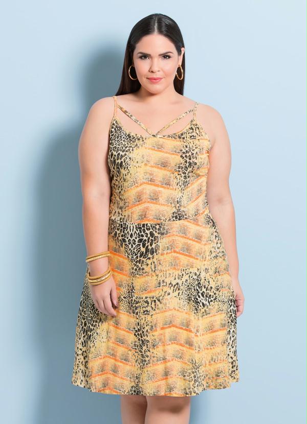 Marguerite - Vestido de Alças Mix de Estampas com Tiras