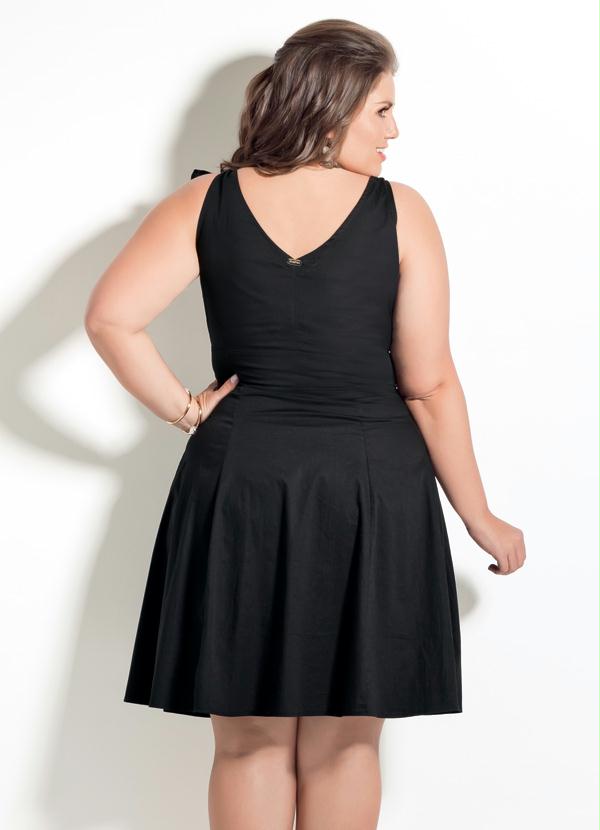 Quintess - Vestido Decote V Quintess Preto Plus Size 2
