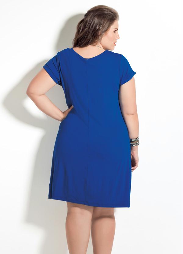 Quintess - Vestido Fluído Quintess Azul Royal Plus Size 2