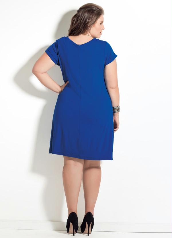 Quintess - Vestido Fluído Quintess Azul Royal Plus Size 4