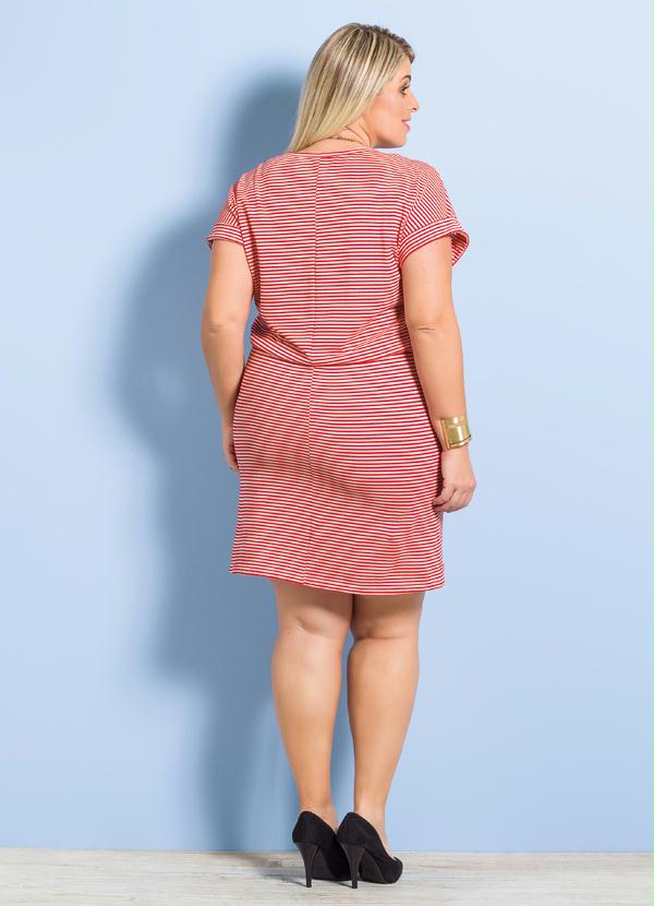 Marguerite - Vestido Marguerite Listrado Vermelho Plus Size 4