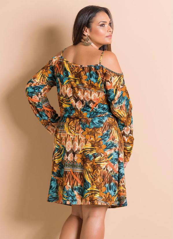 Marguerite - Vestido Ombro Vazado Mix de Estampas Plus Size 3