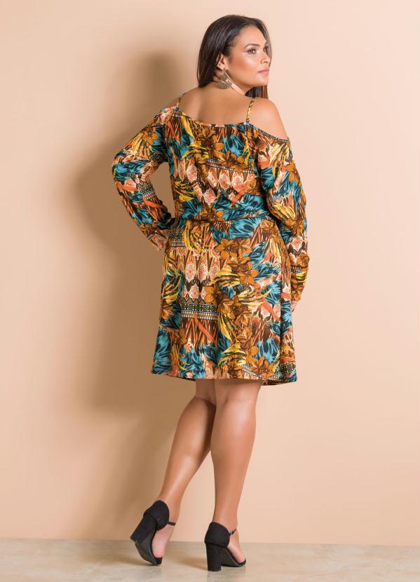 Marguerite - Vestido Ombro Vazado Mix de Estampas Plus Size 6