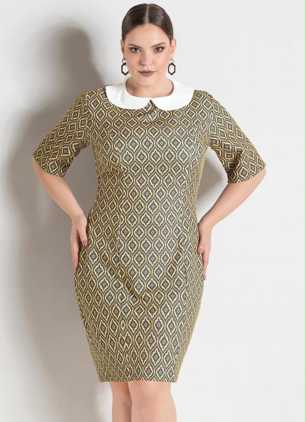 Quintess - Vestido Tubinho Estampa Barroca Plus Size 1