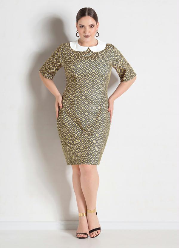 Quintess - Vestido Tubinho Estampa Barroca Plus Size 3
