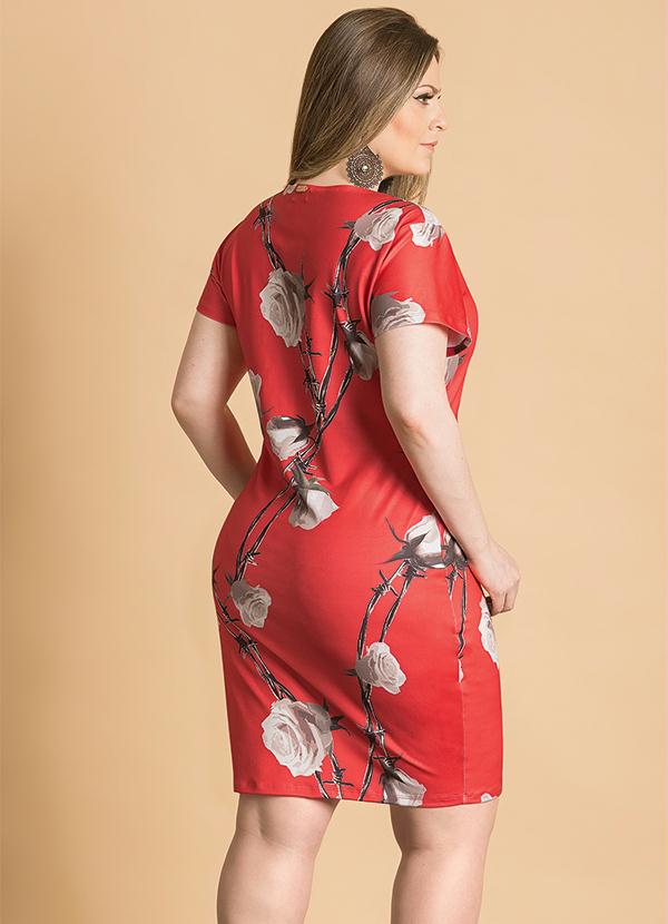 Quintess - Vestido Tubinho Floral Rosas Plus Size 2