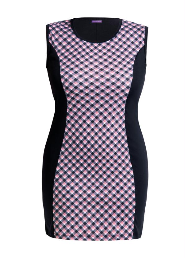 Marguerite - Vestido Tubinho Preto e Losangos Plus Size 6
